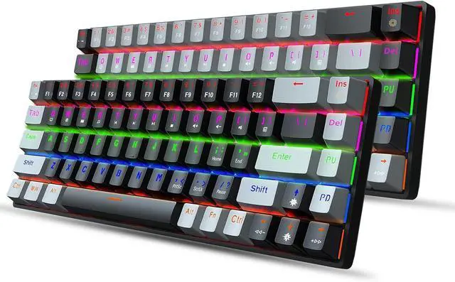 Alt view image 2 of 7 - Gaming Mechanical Keyboard Luminous Blue Switch Backlit Type-C 68-Key Keypad for Computer Keyboards 60% New 68-Key Luminous Keyboard Electronic, Black