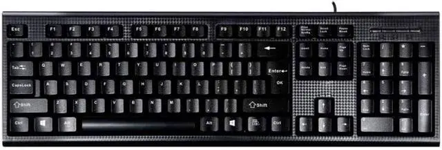 Main image of Black Wired Keyboard with 104-keys, Foldable Stands, and LED Indicator Lights