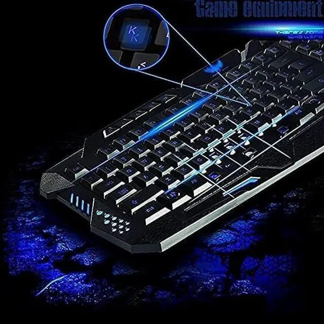 Alt view image 5 of 7 - Mechanical Keyboard Wired Gaming Mechanical Computer Keyboard 3-Color Backlit Ergonomic Keyboard