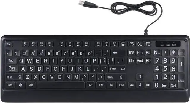 Main image of Large Print Computer Keyboard USB LED Keyboard Full Size Computer Keyboard with Customizable LED Backlit Lighting