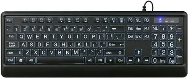 Alt view image 7 of 7 - Large Print Keyboard Large Print Computer Keyboard USB Led Keyboard Full Size Computer Keyboard with Customizable Led Backlit Lighting