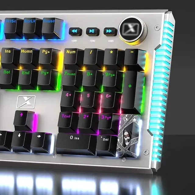 Alt view image 3 of 5 - Portable Laptop Keyboard Mechanical Gaming Keyboard Full Size 104 Keys Metal Plate Wired LED Rainbow Gaming Backlit Multimedia Keys Computer Keyboard
