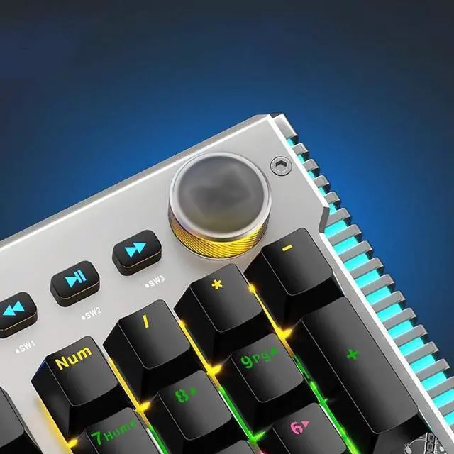 Alt view image 5 of 5 - Portable Laptop Keyboard Mechanical Gaming Keyboard Full Size 104 Keys Metal Plate Wired LED Rainbow Gaming Backlit Multimedia Keys Computer Keyboard
