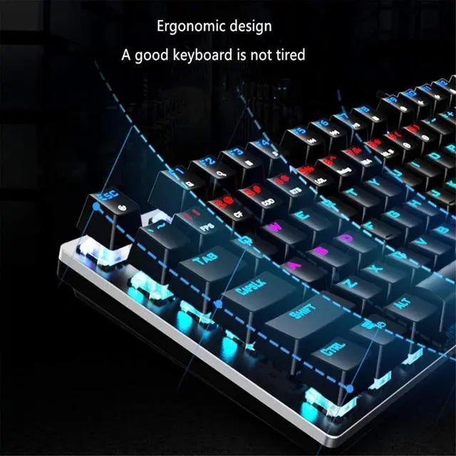 Alt view image 2 of 7 - Mechanical Gaming Keyboard with Green, Black, and Brown Switches  Full Key Layout for Desktop and Laptop