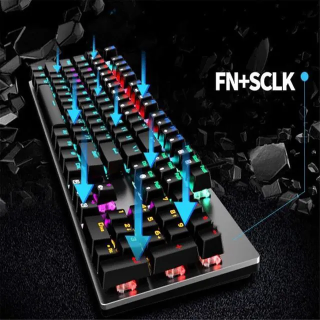 Alt view image 3 of 7 - Mechanical Gaming Keyboard with Green, Black, and Brown Switches  Full Key Layout for Desktop and Laptop
