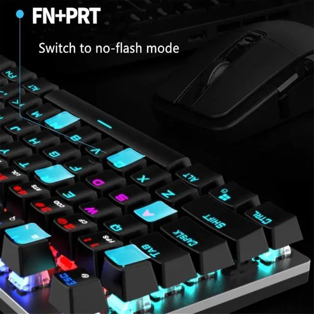 Alt view image 6 of 7 - Mechanical Gaming Keyboard with Green, Black, and Brown Switches  Full Key Layout for Desktop and Laptop