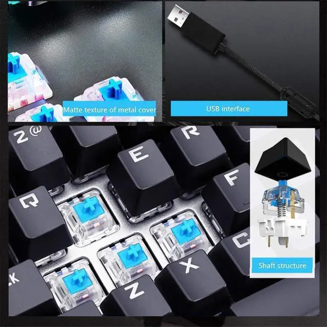 Alt view image 5 of 7 - Mechanical Gaming Keyboard with Green, Black, and Brown Switches  Full Key Layout for Desktop and Laptop