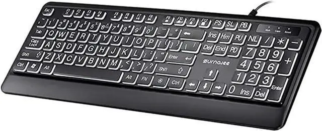 Main image of Large Font Print USB LED Backlit Keyboard 104 Keys Full Size Computer Keyboard for Seniors and Low for Individual