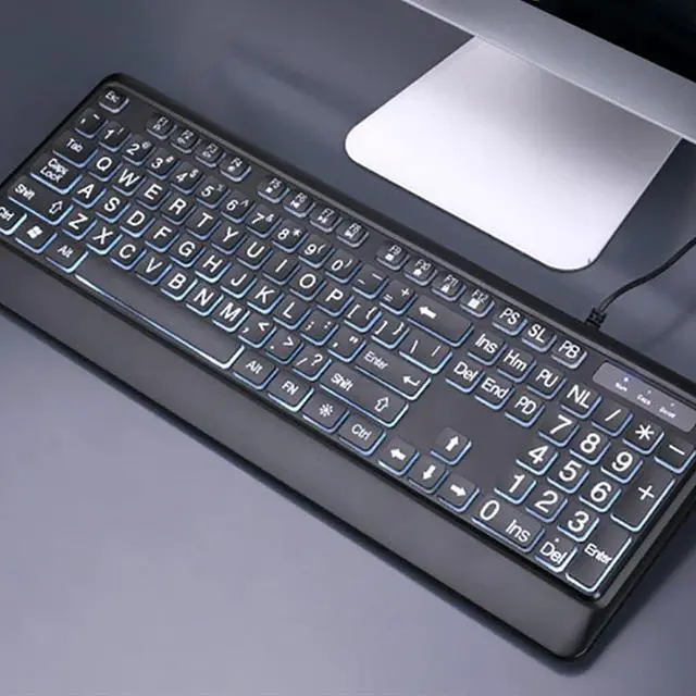 Alt view image 4 of 7 - Large Font Print USB LED Backlit Keyboard 104 Keys Full Size Computer Keyboard for Seniors and Low for Individual