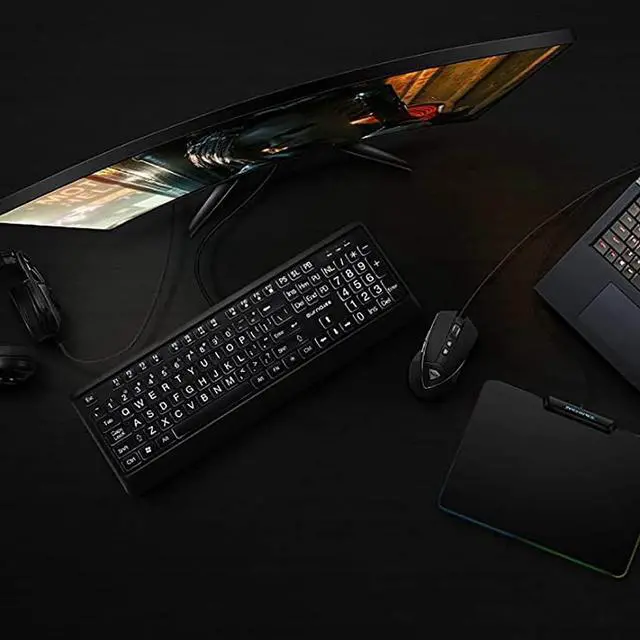 Alt view image 5 of 7 - Large Font Print USB LED Backlit Keyboard 104 Keys Full Size Computer Keyboard for Seniors and Low for Individual