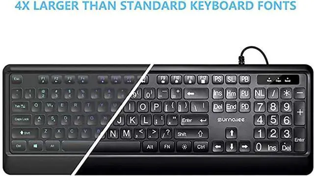 Alt view image 6 of 7 - Large Font Print USB LED Backlit Keyboard 104 Keys Full Size Computer Keyboard for Seniors and Low for Individual