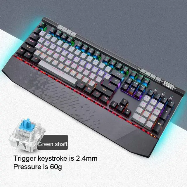 Alt view image 2 of 7 - ARCH USB Gaming Keyboard Wired Ergonomic Mechanical Keyboard with Media Key for Windows Desktop, Computer (Color : Black -Green Shaft)