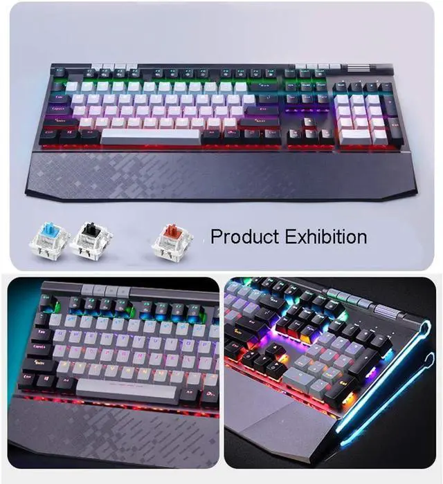 Alt view image 3 of 7 - ARCH USB Gaming Keyboard Wired Ergonomic Mechanical Keyboard with Media Key for Windows Desktop, Computer (Color : Black -Green Shaft)