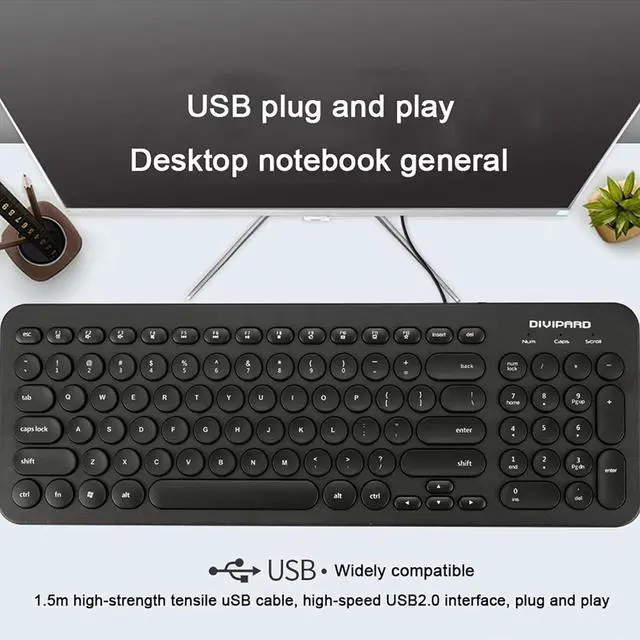 Alt view image 5 of 7 - Gaming Keyboard Mechanical Round Key Desktop Computer Notebook Mute Multimedia Office Wired USB