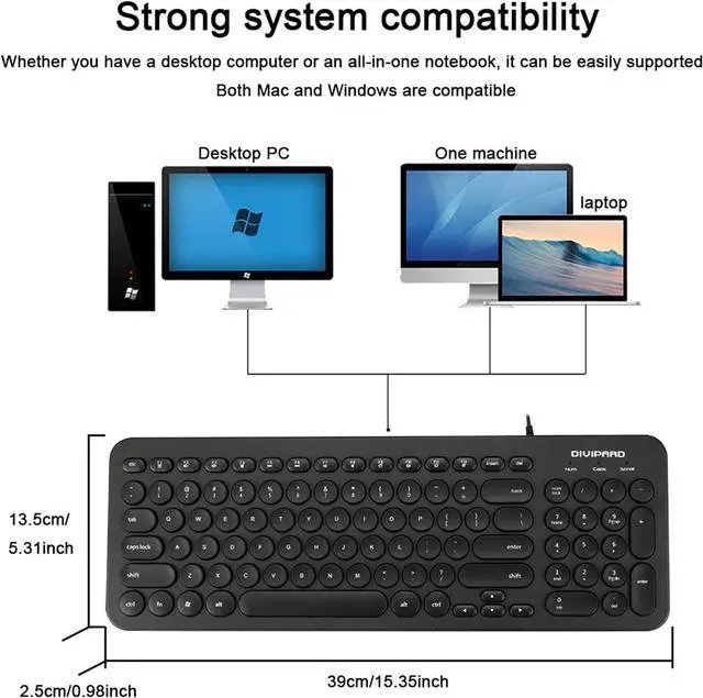 Alt view image 7 of 7 - Gaming Keyboard Mechanical Round Key Desktop Computer Notebook Mute Multimedia Office Wired USB
