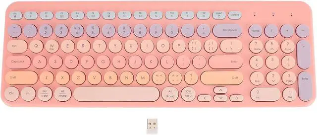 Main image of ZJchao Keyboard, 96 Keys Full Sized Keyboard 2.4G Mute Cute Ergonomic Round Keycaps Gaming Keyboard Ergonomic Keyboard with USB Receiver for Computer Laptop PC Desktops (Pink)