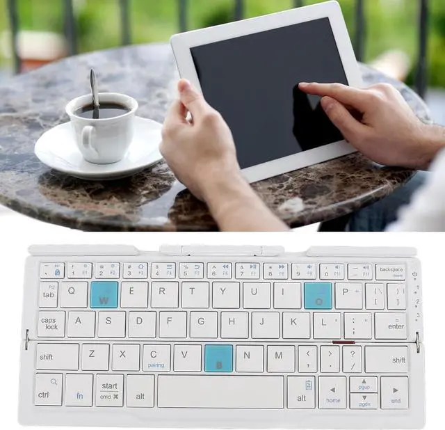 Alt view image 6 of 7 - Foldable BT Keyboard, Folding Portable Keyboard, Supports 3 Devices to Connect, Rechargeable Folding Portable Keyboard Android Tablet Phone Laptop (Silver White)