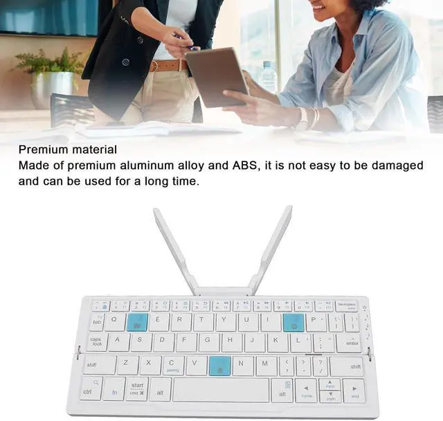 Alt view image 3 of 7 - Foldable BT Keyboard, Folding Portable Keyboard, Supports 3 Devices to Connect, Rechargeable Folding Portable Keyboard Android Tablet Phone Laptop (Silver White)