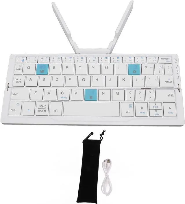 Alt view image 7 of 7 - Foldable BT Keyboard, Folding Portable Keyboard, Supports 3 Devices to Connect, Rechargeable Folding Portable Keyboard Android Tablet Phone Laptop (Silver White)