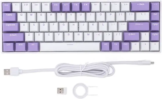 Alt view image 7 of 7 - Portable 60% Mechanical Gaming Keyboard, Red Switch, RGB Multi Light Modes Compact 68 Keys 2.4G BT Type C Wired Keyboard for for Android for iOS