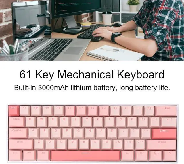 Alt view image 2 of 7 - RGB Mechanical Keyboard, 61 Key 3.0 5.0 Type C Wired Blue Switch for iOS