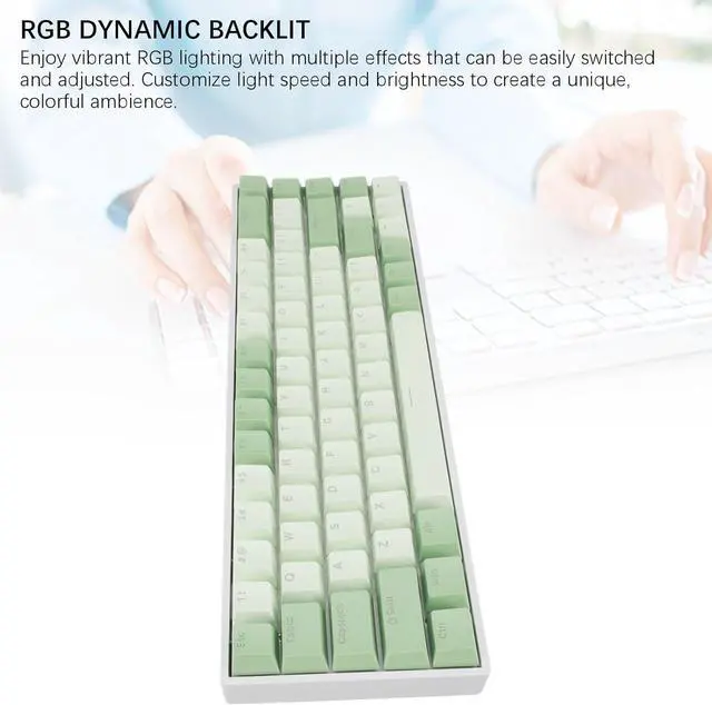 Alt view image 5 of 7 - Wired Gaming Keyboard, 60% 68 Keys RGB Backlit Mechanical Keyboard, Matcha Theme Red Switch USB Wired Keyboard Mechanical PC Gaming Keyboard