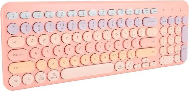 Alt view image 4 of 7 - Keyboard, Gaming Keyboard Ergonomic Keyboard 96 Keys Full Sized Keyboard 2.4G Mute Cute Ergonomic Round Keycaps with USB Receiver for Computer Laptop PC Desktops (#1) (#2)