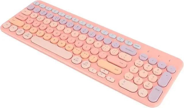 Alt view image 2 of 7 - Keyboard, Gaming Keyboard Ergonomic Keyboard 96 Keys Full Sized Keyboard 2.4G Mute Cute Ergonomic Round Keycaps with USB Receiver for Computer Laptop PC Desktops (#1) (#2)