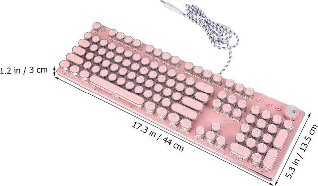 Alt view image 2 of 7 - Happyyami Retro Punk Style Mechanical Keyboard for Girls Lightweight USB Wired for Laptops and Desktops