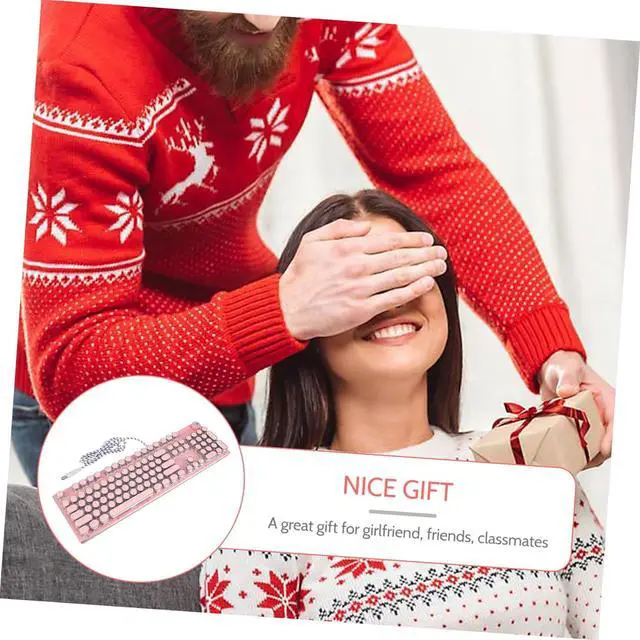 Alt view image 5 of 7 - Happyyami Retro Punk Style Mechanical Keyboard for Girls Lightweight USB Wired for Laptops and Desktops