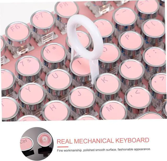 Alt view image 7 of 7 - Happyyami Retro Punk Style Mechanical Keyboard for Girls Lightweight USB Wired for Laptops and Desktops