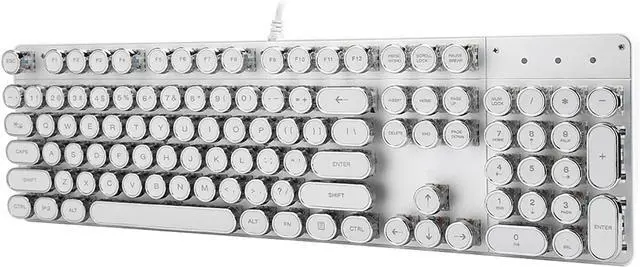 Alt view image 6 of 6 - Mechanical Keyboard, LED Backlit USB Wire Ergonomic Gaming Keyboard with Retro Round Cap Computer Parts