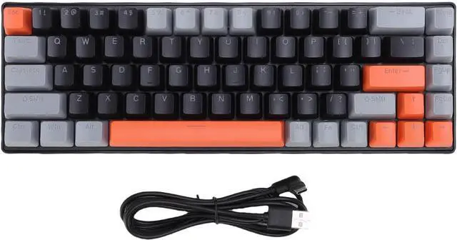 Alt view image 7 of 7 - Asixxsix Mechanical Gaming Keyboard, 68 Keys 60 Percent Wired RGB Gaming Keyboard with Blue Switch, 3 Colors Key Cap USB Ultra Compact Mechanical Keyboard for PC Laptop Computer (Orange Gray Black)