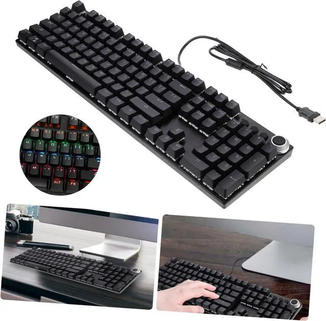 Alt view image 5 of 7 - Key RGB Backlit Mechanical Keyboard Wired Multimedia Gaming USB Keyboard with Lighting Modes for Office and Home Use Durable Ergonomic Design