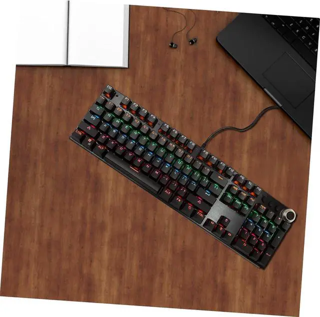 Alt view image 6 of 7 - Key RGB Backlit Mechanical Keyboard Wired Multimedia Gaming USB Keyboard with Lighting Modes for Office and Home Use Durable Ergonomic Design