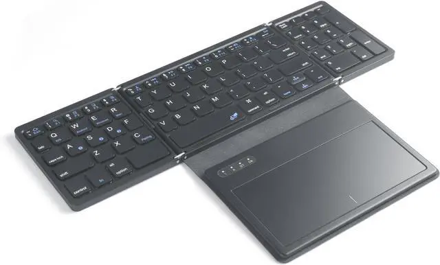 Alt view image 3 of 7 - Foldable Bluetooth Keyboard with Touchpad, Full Size Wireless Keyboard for iPad and Tablets, Black