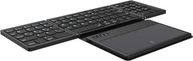 Alt view image 5 of 7 - Foldable Bluetooth Keyboard with Touchpad, Full Size Wireless Keyboard for iPad and Tablets, Black