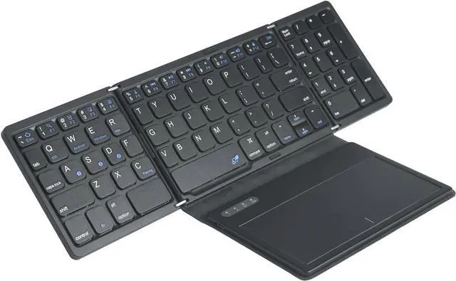 Alt view image 7 of 7 - Foldable Bluetooth Keyboard with Touchpad, Full Size Wireless Keyboard for iPad and Tablets, Black