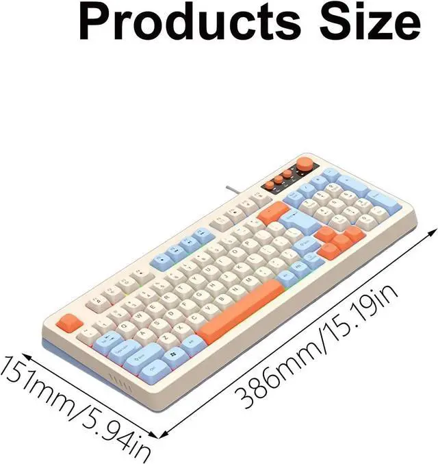 Alt view image 5 of 7 - ETAWDE 98Key Wire Gaming Keyboard with ARGB Effects Ergonomic Keyboard Comfortable Keycaps for Gaming and Office Use