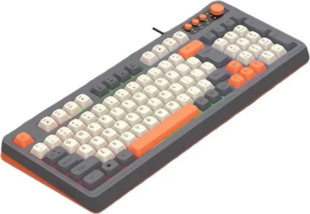 Alt view image 3 of 7 - GMBYLBY ARGB Backlits Gaming Keyboard 98Keys Ergonomic USB Wire Keyboard USB Cable for PC Computer Wire Connection Keyboard