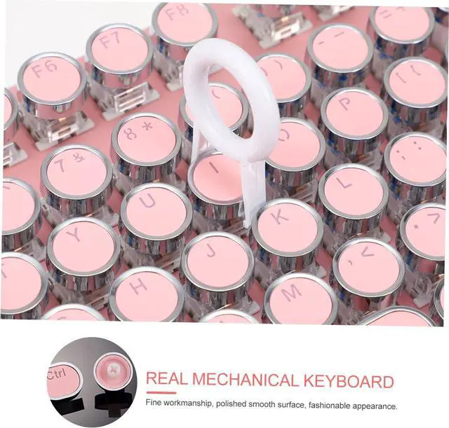 Alt view image 3 of 7 - Retro Mechanical Gaming Keyboard Compact Design for Laptops Vintage Round Keycaps Comfortable Touch for Gamers and Aesthetic Enthusiasts