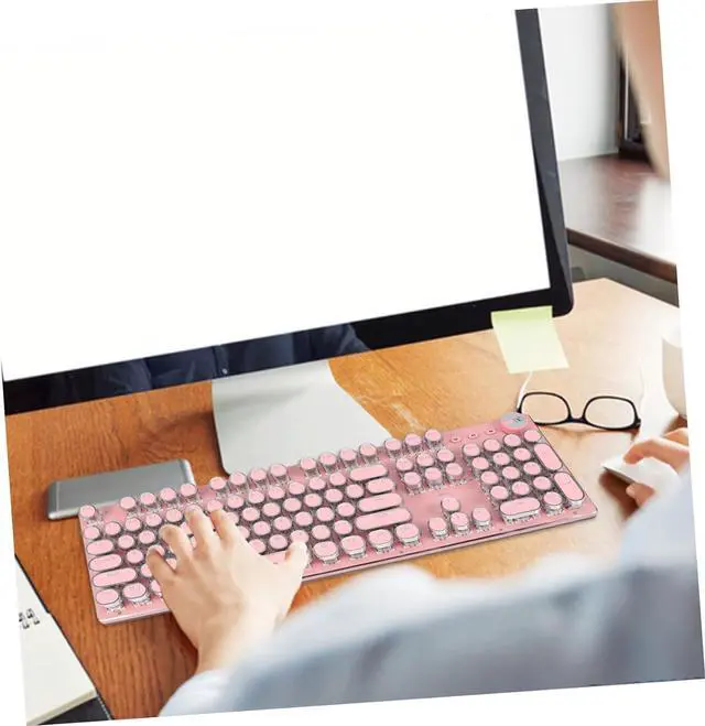 Alt view image 6 of 7 - Retro Mechanical Gaming Keyboard Compact Design for Laptops Vintage Round Keycaps Comfortable Touch for Gamers and Aesthetic Enthusiasts