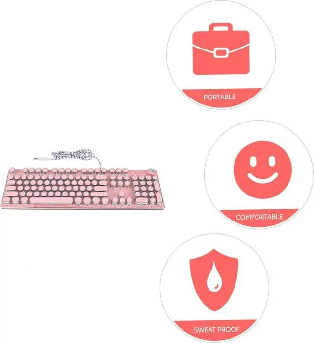 Alt view image 7 of 7 - Retro Mechanical Gaming Keyboard Compact Design for Laptops Vintage Round Keycaps Comfortable Touch for Gamers and Aesthetic Enthusiasts