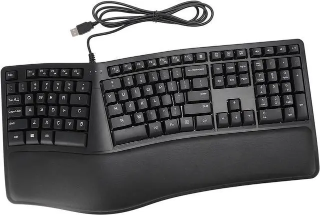 Alt view image 7 of 7 - Ergonomic Keyboard Wired, Ergo Keyboard with Palm Rest with 110 Keys 1.5m Cable Type Comfortably Ergonomic Split Keyboard Quiet USB 2.0 Wired Keyboard for Laptop
