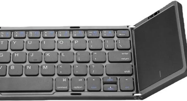 Alt view image 3 of 7 - Foldable Bluetooth Keyboard with Touchpad Portable Wireless Keyboard, Rechargeable Ultra Slim Pocket Folding Keyboard for PC Mac Smartphone Windows iOS Android