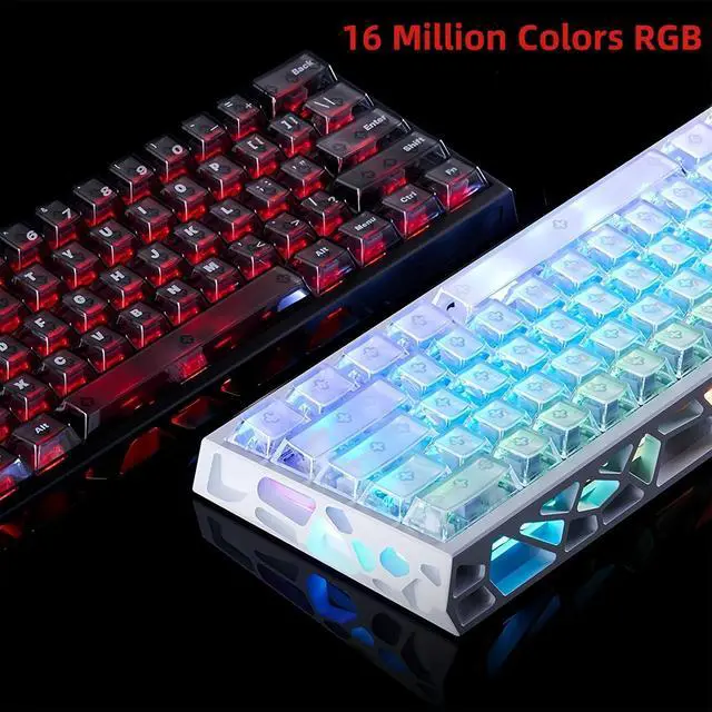 Alt view image 3 of 7 - FKZ MADLIONS MAD Light 60 HE Magnetic Switch Gaming Keyboard,60% Hollow Aluminum Case Hall Effect Rapid Trigger Hot Swap Mechanical Keyboard with Adjustable Actuation RGB Backlit Keycaps (White)