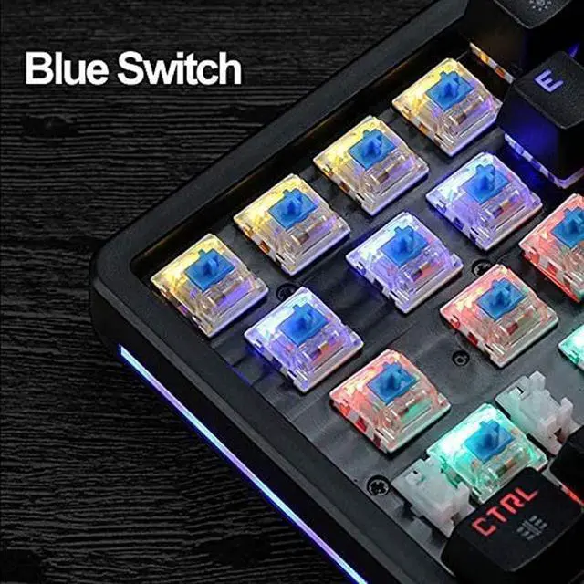 Alt view image 6 of 7 - One-Hand Mechanical Keyboard, Wired Gaming Keyboard, 28-Key LED Backlight, Blue Switch, Ergonomic Wrist Strap, for PC Laptop