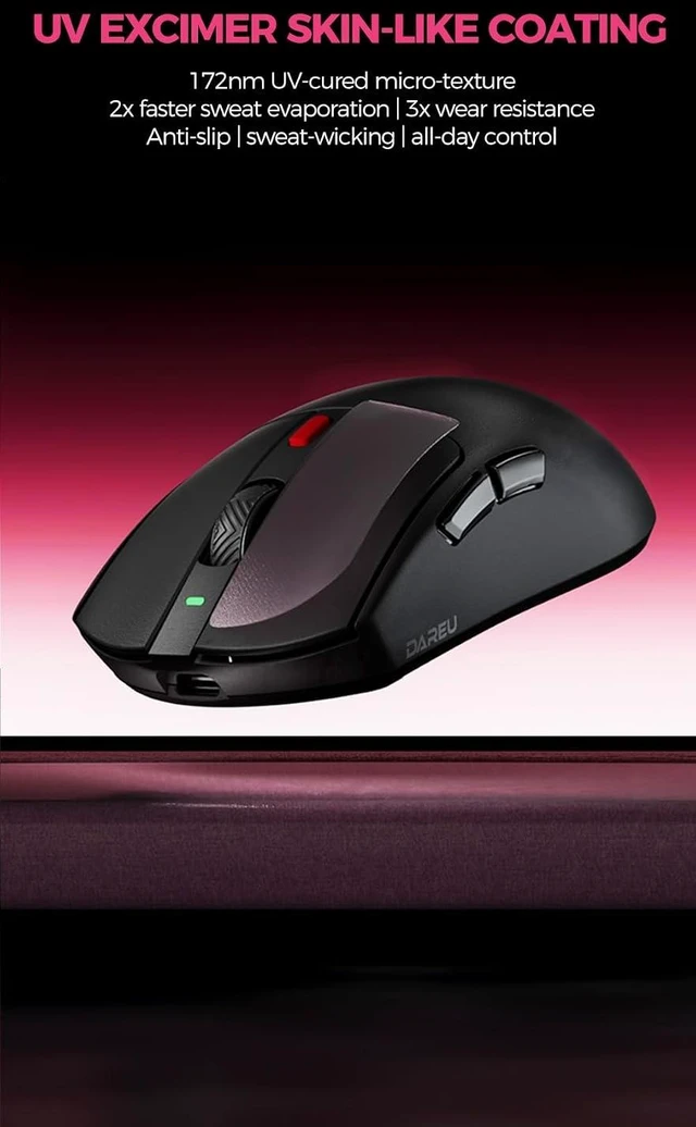 Alt view image 4 of 7 - DAREU AE6 Pro Wireless Gaming Mouse with Display Charging Dock-Magenta
