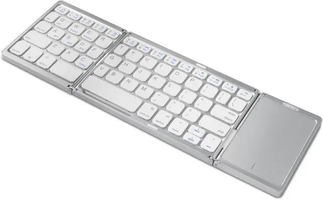 Alt view image 3 of 7 - Foldable Bluetooth Wireless Keyboard, Ultra-Slim Portable Design, Silver