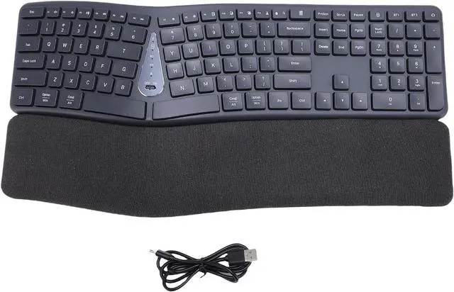 Main image of Zopsc Split Keyboard with Cushioned Wrist Rest Ergonomic Wireless Keyboard 2.4G Dual Mode 111 Keys Adjustable Tilt 3 Angles 200H Battery Life for PC Laptop